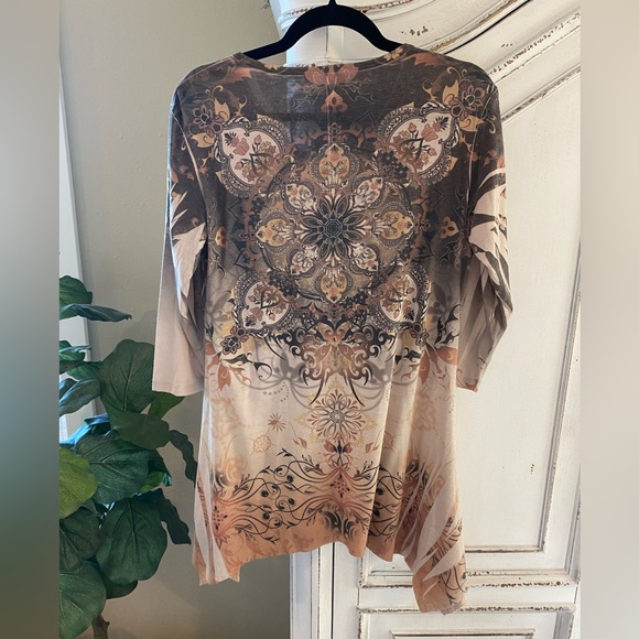 Jess & Jane Rose Garden Bling Long Sleeve Tunic Blouse, Women’s size Small - Picture 2 of 7